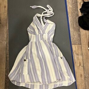 American eagle purple striped halter dress GUC size XS